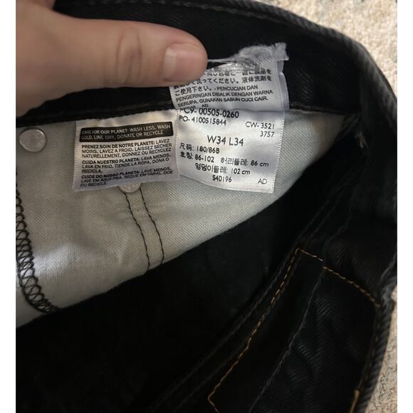 Levi Strauss 505 Men’s Denim Jeans Black 34x34 100% Cotton Straight Leg - Picture 3 of 6